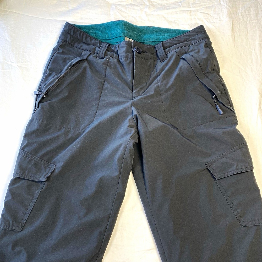 Eddie‎ Bauer Women's Gray Fleece Cargo Pants Straight Leg Flat Front Pockets